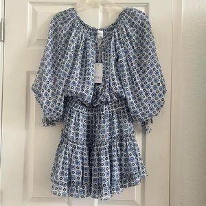 New with tag: Misa Los Angeles Blue Geometric Pattern Mini Dress